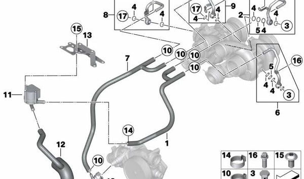 Bomba adicional de refrigerante para BMW F07, F10, F11, F06, F12, F13, F01N, F02N, E70N, F15, E71, F16. Original BMW (OEM 11515A36581)