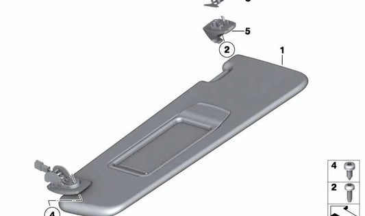 Visera de Sol con Luz de Maquillaje Izquierda para BMW F01, F01N, F02, F02N, F04 (OEM 51169148981). Original BMW