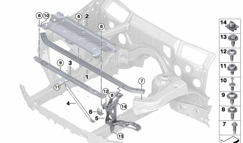 Barra de estabilizador frontal OEM 51647400110 para BMW X3 (G01), X3 Hybrid (G08), X4 (G02). BMW original.