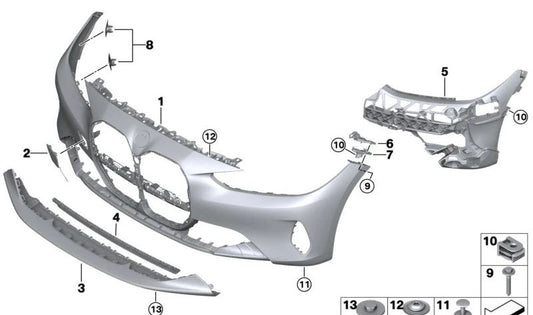 Revestimiento del Parachoques delantero para BMW G22, G23 (OEM 51119854237). Original BMW