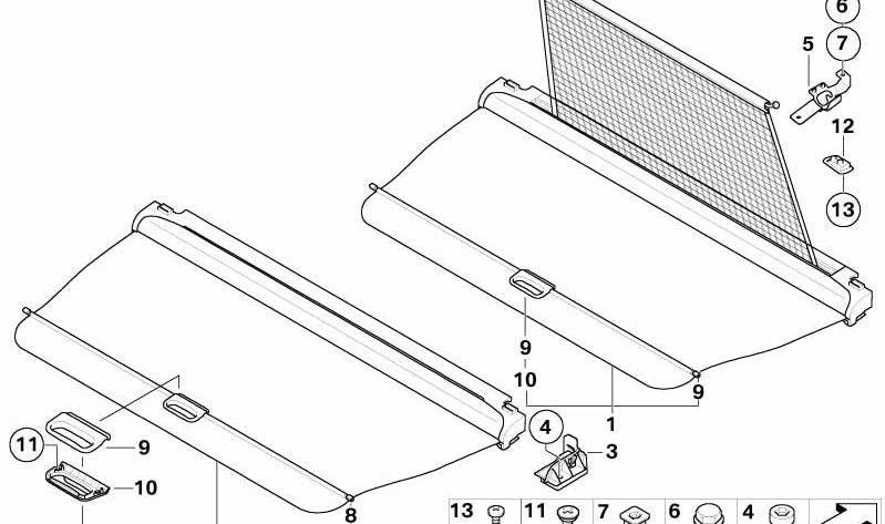 Kombi-Rollo for BMW X5 E70, E70N (OEM 51476972712). Genuine BMW