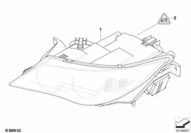 Bi-Xenon gauche phares pour la série BMW 6 E63, E64 (OEM 63127165983). BMW d'origine.