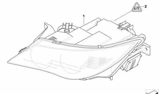 Faro de luz Bi-Xenón derecho para BMW E63, E64 (OEM 63127165978). Original BMW