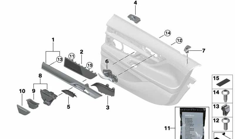 Protector de puerta trasera derecha OEM 51427398886 para BMW G11, G12. Original BMW.