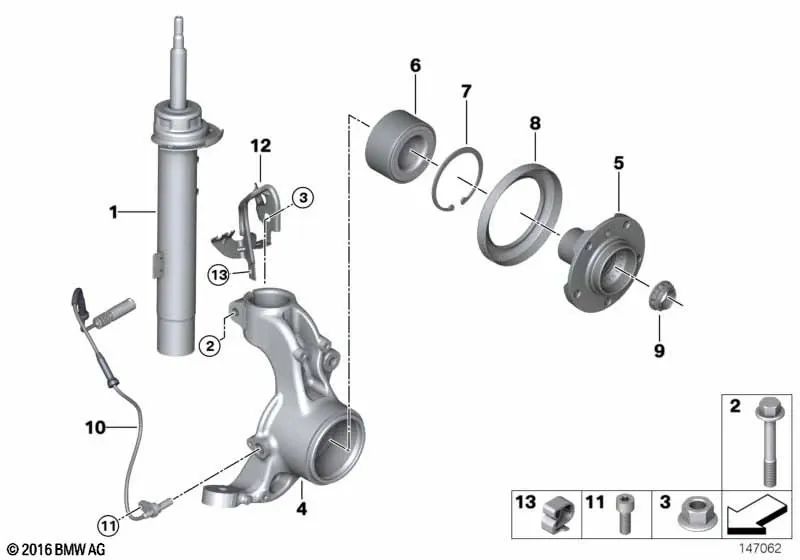 Amortiguador delantero derecho para BMW E92, E92N (OEM 31316779984). Original BMW.