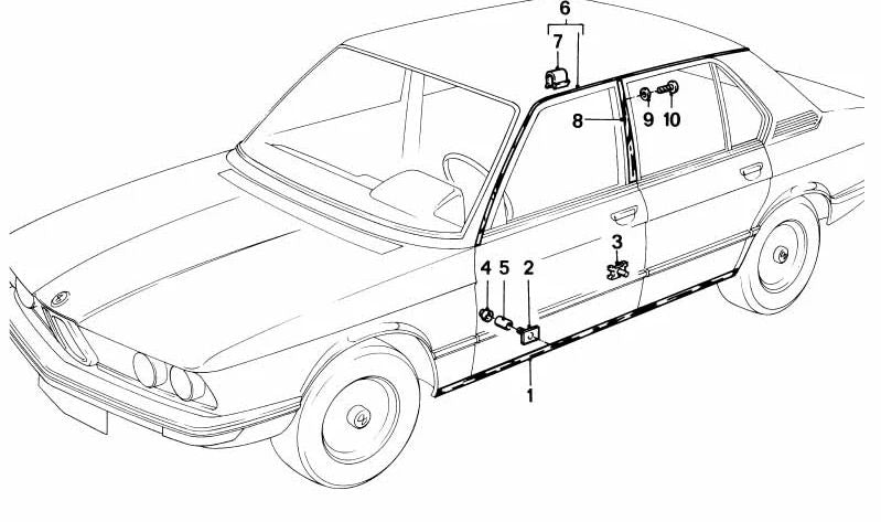 Grapa de moldura OEM 51131807716 para BMW E12. Original BMW.