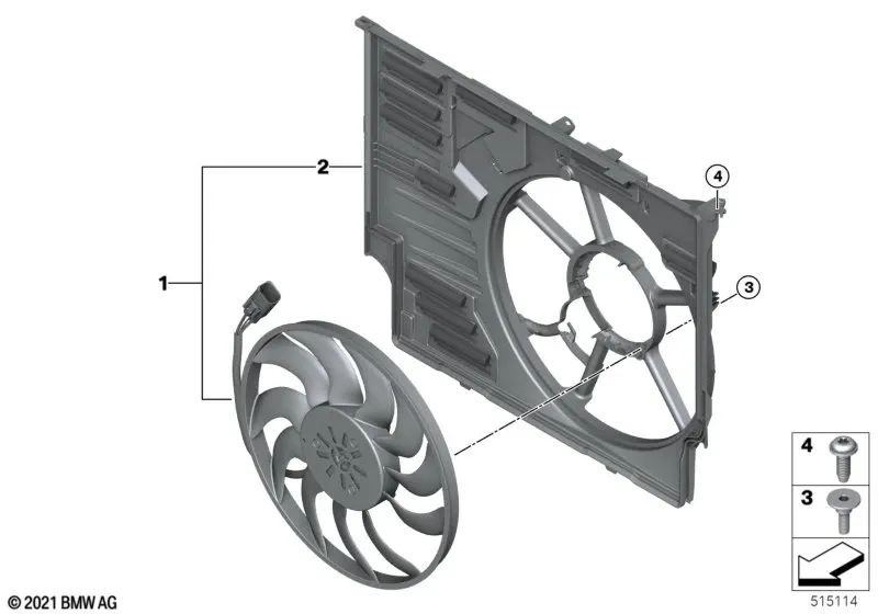 Ventilador de refrigeración para BMW Serie 2 U06, X1 U11 (OEM 17429847053). Original BMW.