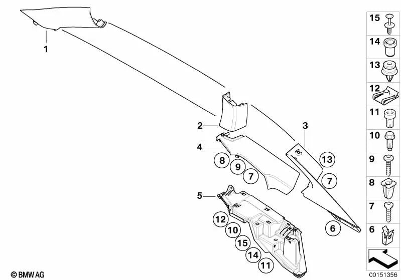 Embellecedor del Pilar C derecho para BMW E86 (OEM 51433427366). Original BMW