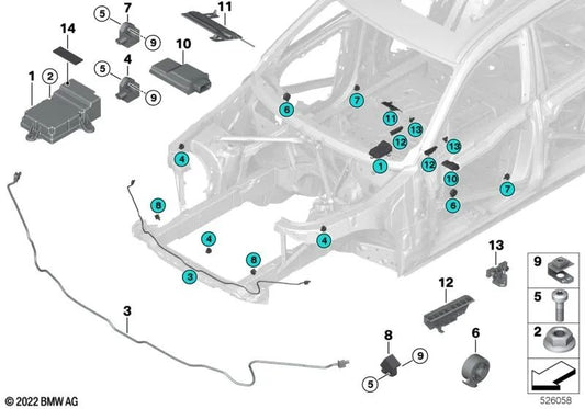 Unidad de Control Airbag para BMW Serie 5 F90N, G30, G30N, G31, G31N, G38 Serie 6 G32, G32N Serie 7 G11, G11N, G12, G12N Serie 8 G14, G15, G16 (OEM 65775A656A7). Original BMW