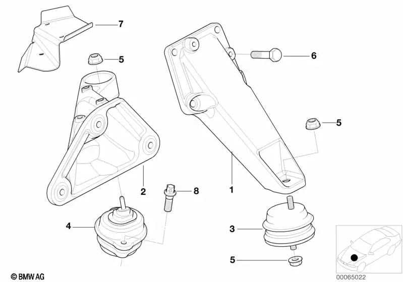 Tragbügel izquierdo para BMW E46, E83 (OEM 22116750853). Original BMW