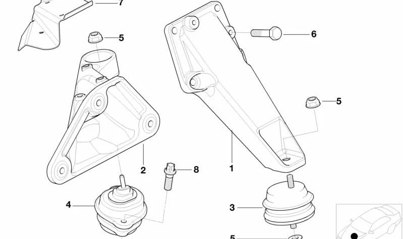 Prise en charge du moteur pour la série BMW 3 E46 (OEM 22116750862). BMW d'origine