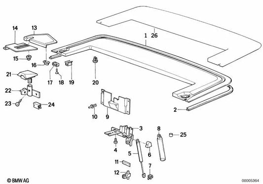 Left Hood Hinge for BMW 3 Series E30 (OEM 54342232183). Original BMW