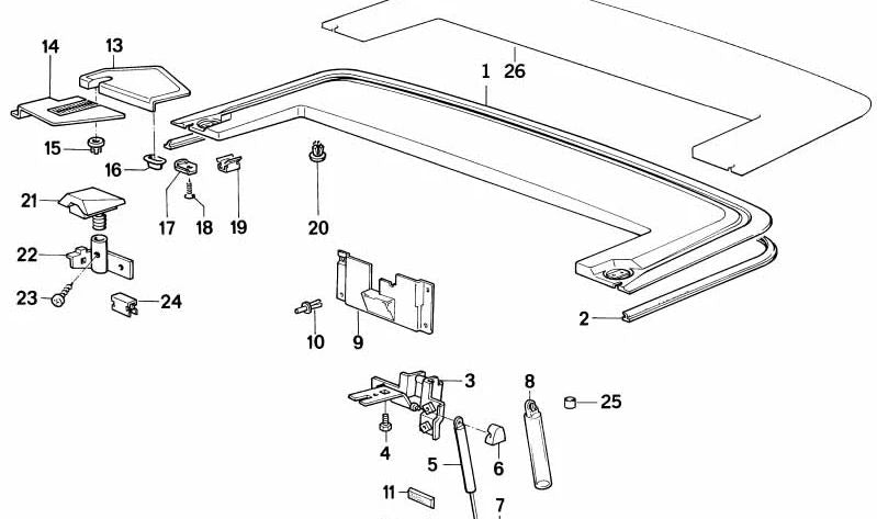 Right bracket for BMW 3 Series E30 (OEM 51251972994). Original BMW