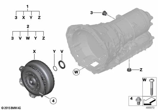 Drehmomentwandler-Reparatursatz für BMW 5er F07, F10, F11, 6er F06, F12, F13, 7er F01N, F02N, G11, G12, X5 E70, F15, X6 E71, F16 (OEM 24405A131F1). Original BMW.