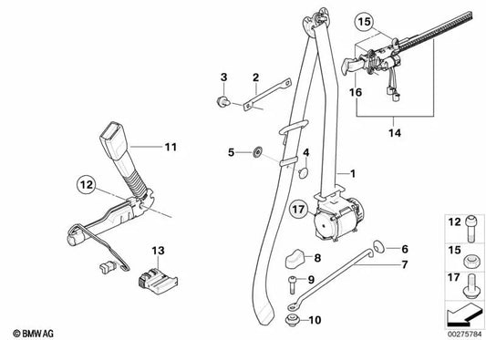 Sicherheitsgurt vorne rechts mit Kraftbegrenzer für BMW E92, E92N (OEM 72119138242). Original BMW.