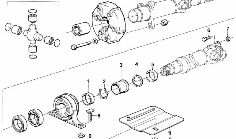 Cubierta protectora de cardán OEM 26121100992 para BMW E12, E28, E24, E23. Original BMW.