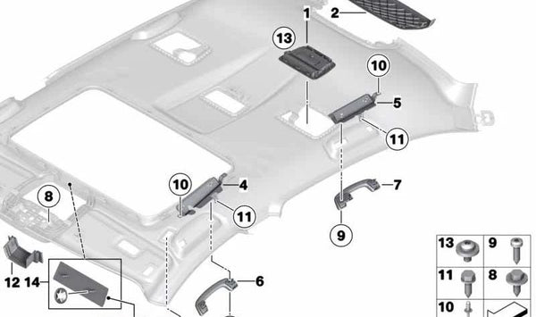 Asa de techo delantera OEM 51167216511 para BMW Serie 7 (F01, F02). Original BMW.