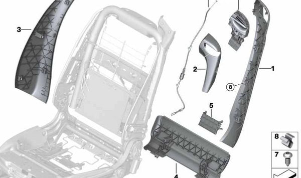 Cobertura Respaldo Interior Izquierda para BMW Serie 4 F33, F33N (OEM 52107340125). Original BMW.