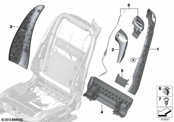 Blende Lehne exterior izquierda para BMW Serie 4 F33, F83 Serie 6 F06, F12 (OEM 52107261791). Original BMW.