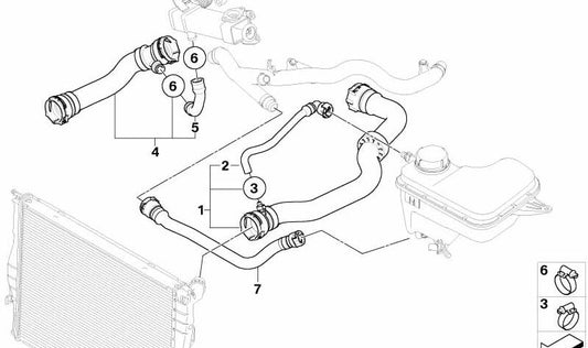 Kühlmittelschlauch für BMW X3 E83 (OEM 17123401562). Original BMW