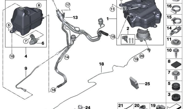 Tubería de Ventilación Depósito Pasivo para BMW G14, G15, G16 (OEM 16197476088). Original BMW