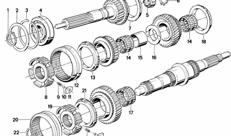 Rodamiento de transmisión OEM 23121224775 para BMW (Modelos compatibles: E34, E30, E36, E28, E32, Z3). Original BMW.