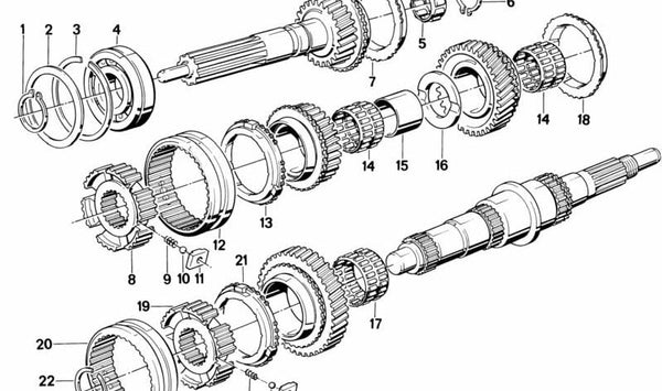 Rodamiento de transmisión OEM 23121224775 para BMW (Modelos compatibles: E34, E30, E36, E28, E32, Z3). Original BMW.