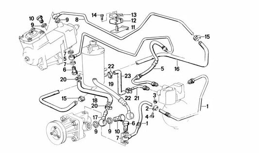 Assisted steering pipe 32411135047 for BMW E24. Original BMW.