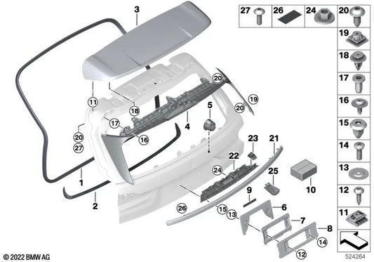 Moldura Portón Trasero para BMW X7 G07N (OEM 51135A59DE0). Original BMW