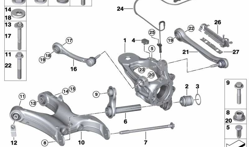 STOP di sospensione posteriore OEM 33526776376 per BMW E70, E71, E72, F15, F16, F85, F86. BMW originale.