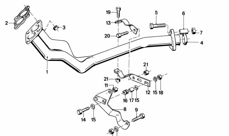 Soporte de escape OEM 18211176715 para BMW E21, E30, E28. Original BMW.