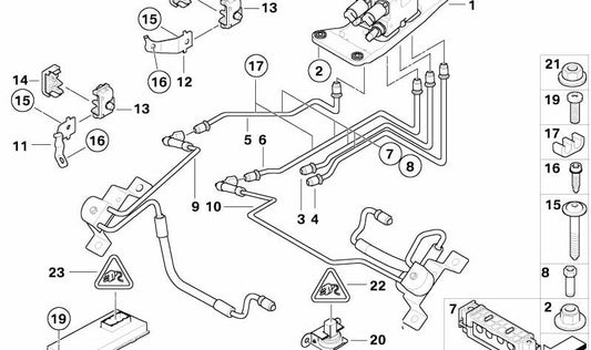 Tubo hidráulico OEM 37206772041 para BMW E70, E71. Original BMW.