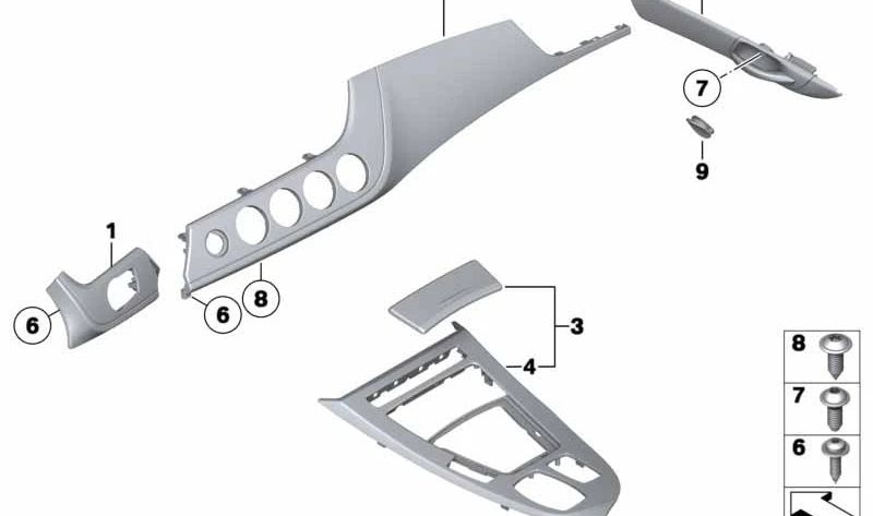 Tirador interior de puerta OEM 51419167020 para BMW Z4 (E89). Original BMW.