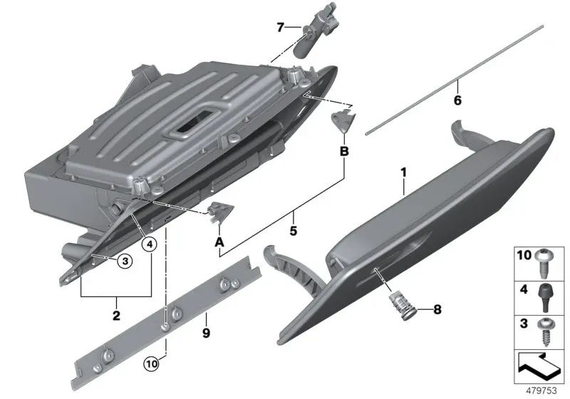 Glove Box Lock, 1 Pair for BMW i I12, I12N, I15 (OEM 51169309395). Original BMW