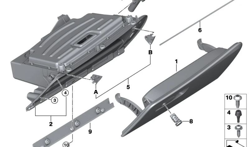 Tapa del guantera para BMW I12, I15 (OEM 51169309389). Original BMW