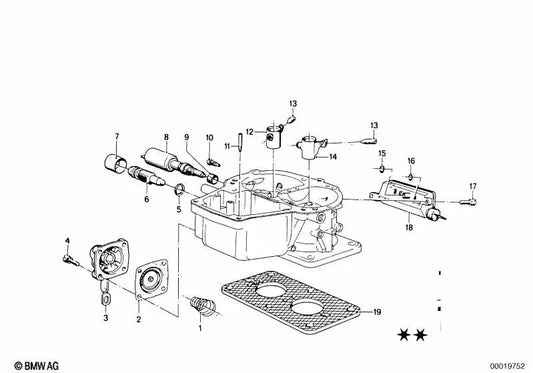 Válvula de corte del ralentí para BMW Serie 3 E21, Serie 5 E12, Serie 6 E24, Serie 7 E23 (OEM 13111260516). Original BMW.