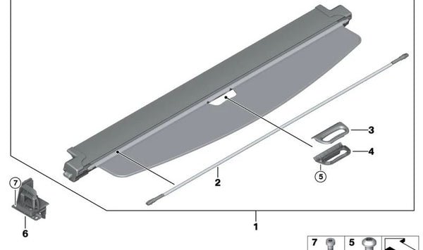 Cortinilla enrollable parasol OEM 51479207897 para BMW X3 (F25). Original BMW.