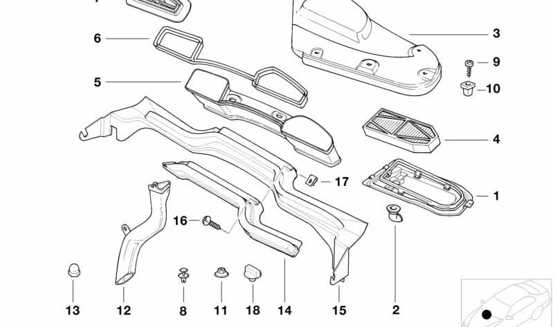 Tapa de servicio del microfiltro derecha para BMW E38 (OEM 64318390996). Original BMW