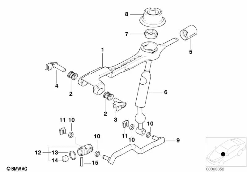 Palanca de cambios para BMW E46 (OEM 25117527257). Original BMW