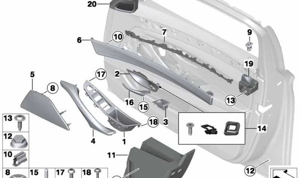 Cubierta izquierda del altavoz OEM 51417225981 para BMW F10, F11 (Serie 5). Original BMW.