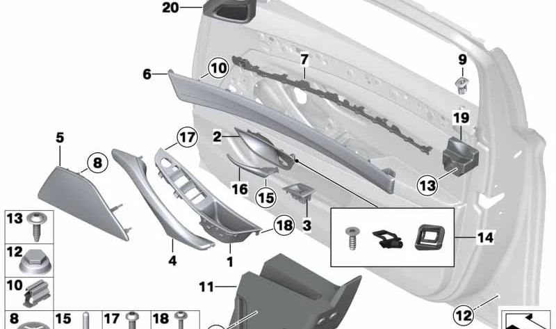 Embelezado para o botão atual correto 51417225894 para BMW 5 Series: F10, F11, F18. BMW original.