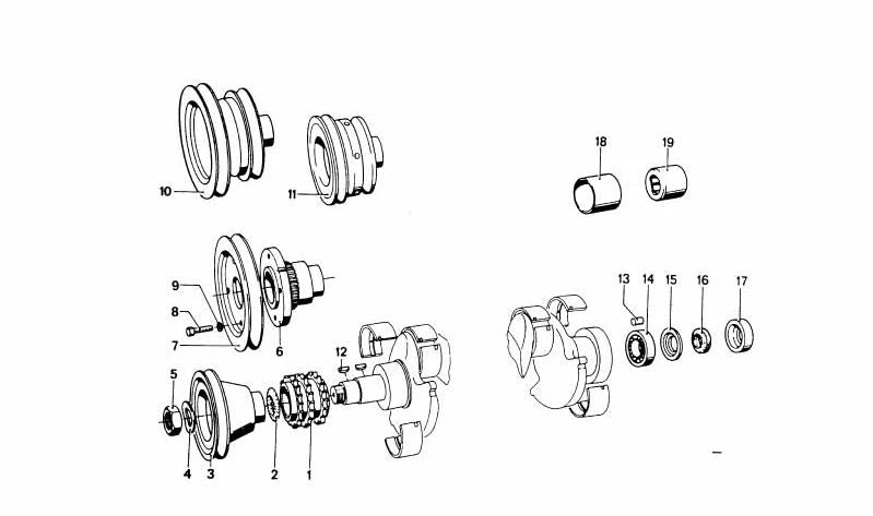 Rodamiento de Agujas para BMW E21, E30, E12, E28, E24, E23 (OEM 11211276551). Original BMW