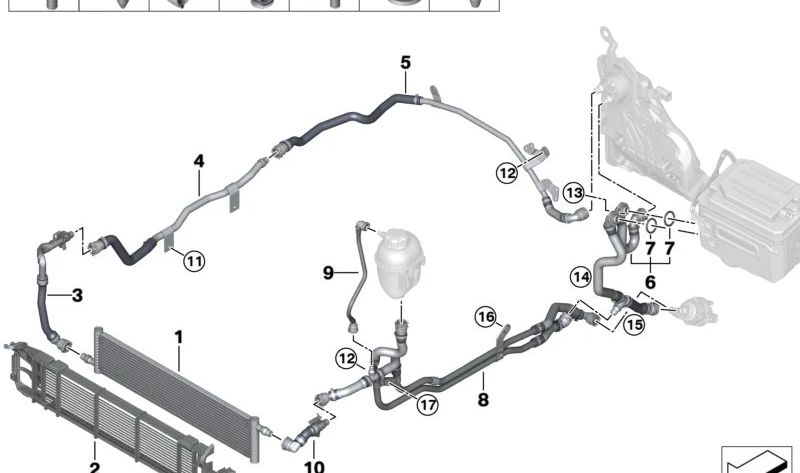 Tubo de ventilación del sistema eléctrico de alto voltaje OEM 17128597293 para BMW G01 (X3), G02 (X4). Original BMW