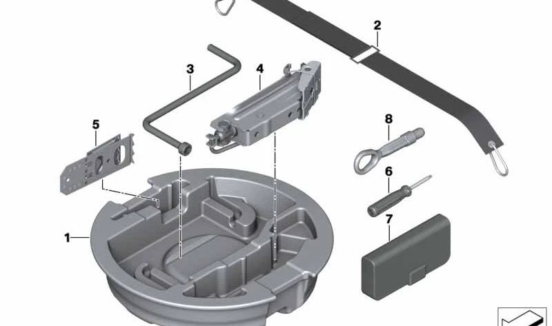 Correa de sujeción para rueda de emergencia para BMW G20N, G30, G31, G38N, G11, G12 (OEM 71106873400). Original BMW.