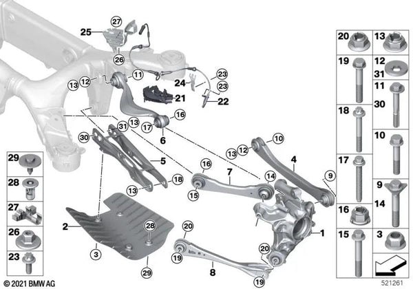 Portarruedas trasero izquierdo para BMW G32, G32N (OEM 33306867267). Original BMW