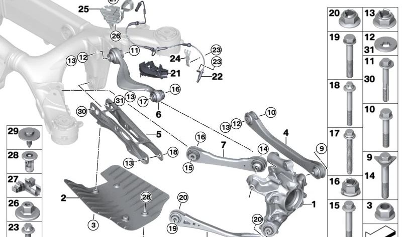 Clip para BMW G30, G31, G31N, G38, G38N, G32, G32N, G11, G11N, G12, G12N (OEM 16127407367). Original BMW