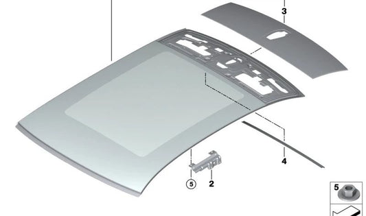 Panoramic Glass Roof for BMW 7 Series G70 (OEM 54105A30B95). Original BMW