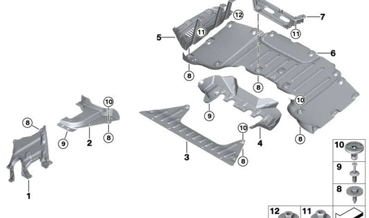 Cubierta de los bajos central izquierda para BMW X3 G08E, G08F (OEM 51717488447). Original BMW