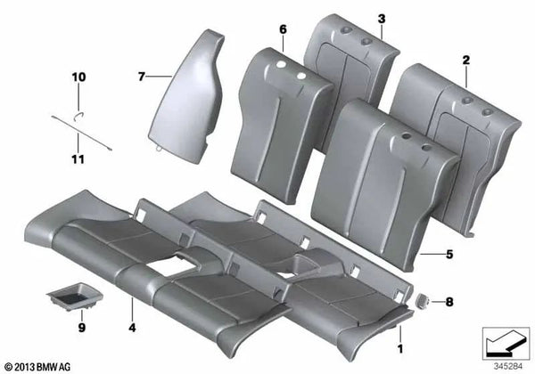 Parte del acolchado del respaldo izquierdo para BMW Serie 2 F22, F87 (OEM 52207268372). Original BMW.