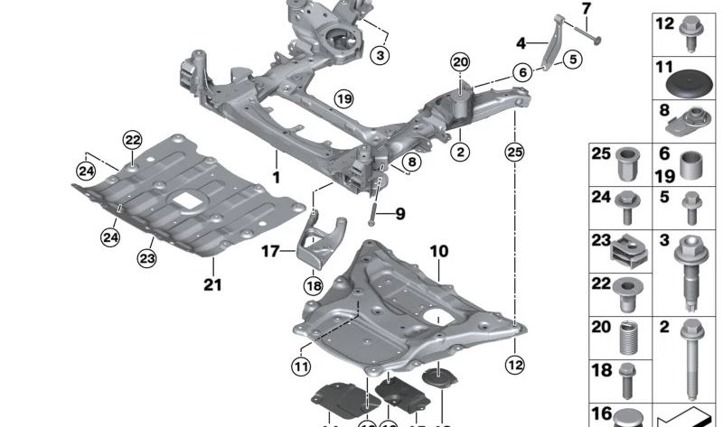 Protector de bajos delantero para BMW X5 G05, X6 G06, X7 G07 (OEM 31146883551). Original BMW